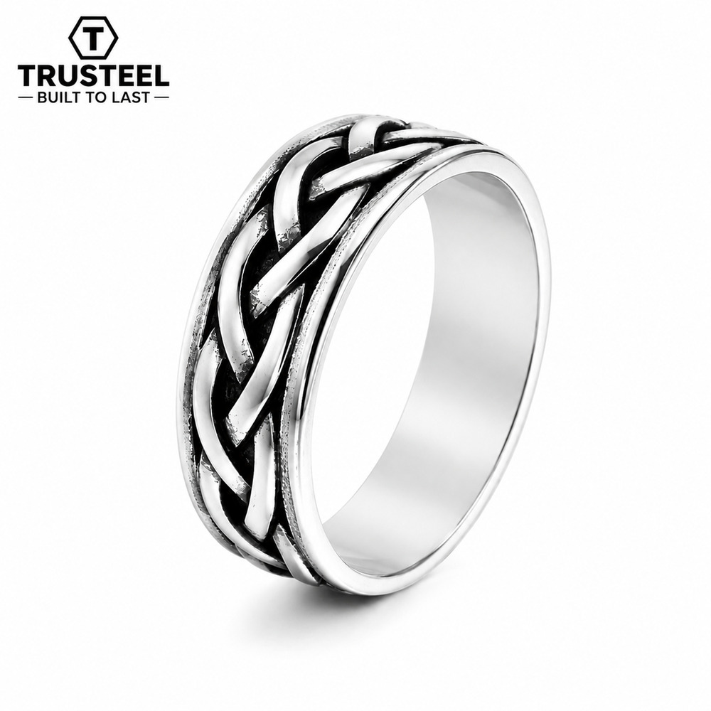 Celtic Knot 316L Stainless Steel Viking Braided Band Men’s Wedding Ring size 6.5